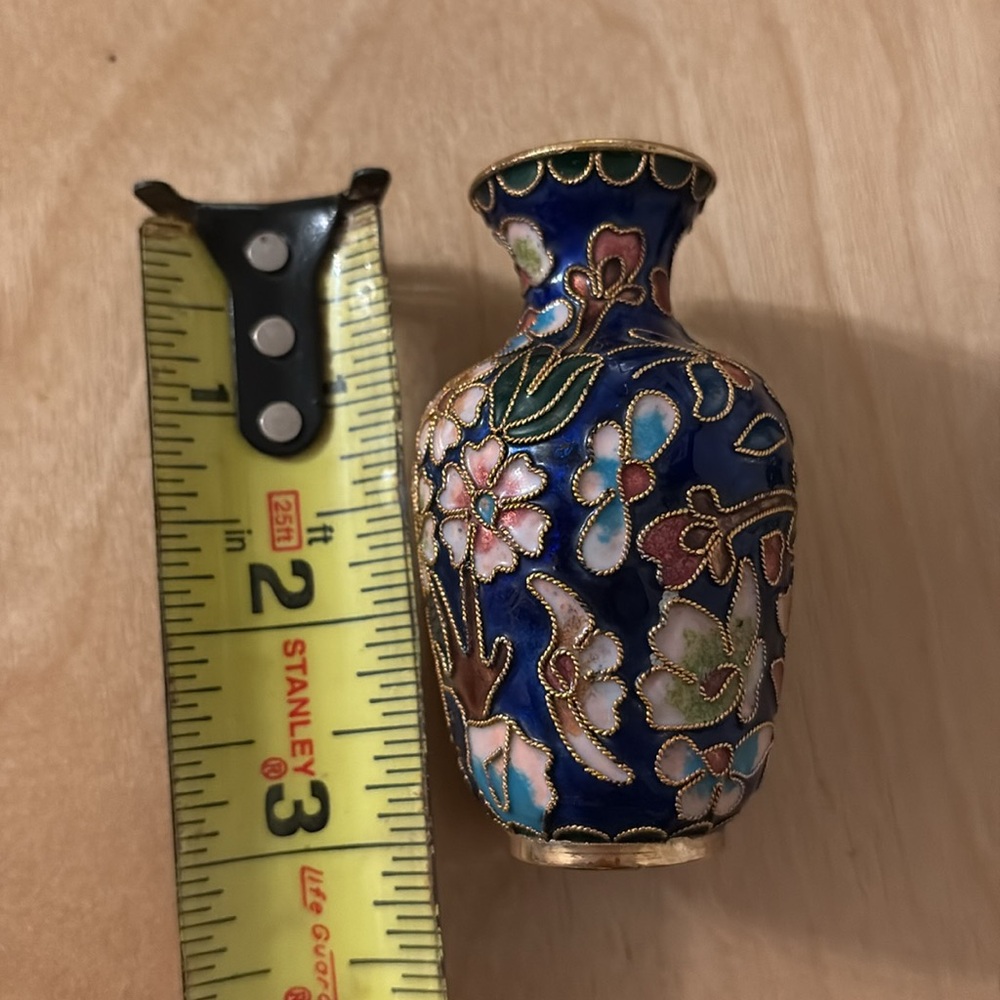 Vtg Cloisonné Enamel Mini Vase from China- so cute, beautiful colors 3 inches - Picture 9 of 9